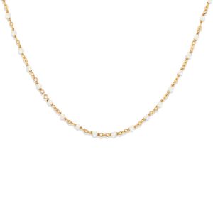 Collier Argent Doré Et Pierres Naturelles Blanche - Neuf