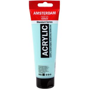 Acrylic Paint Turquoise Vert Clair 660, 120 Ml, Opaque, Pigments De Haute Qualité Résistants À La Lumière, Viscosité Moyenne, Finition Satinée, Liant 100% Résine Acrylique - Neuf