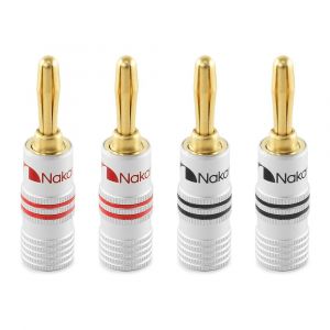 KALANKA-Fiche banane plaquée or 24K 12 AWG - 18 AWG Calibre 4 mm pour haut-parleurs Amplificateur Hi-Fi Récepteur AV Stéréo Home Cinéma Audio Fil Câble Connecteur à vis 4 pièces (2 paires) - Neuf