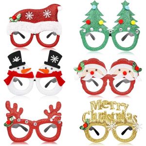 6 Pi&egrave;ces de No&euml;l, Lunettes F&ecirc;te des Enfants la D&eacute;coration de Produits de No&euml;l de Bonhomme de neige en Bois Monture de Lunettes - Neuf