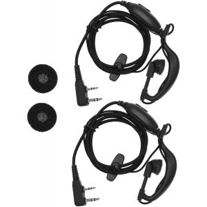 2pcs Oreillette Talkie-walkie en Forme de G avec Micro PTT pour Divers Mod&egrave;les de Talkie-walkie Casque Radio 2 Broches C&acirc;ble Tress&eacute; Accessoires Radio Bidirectionnels - Neuf