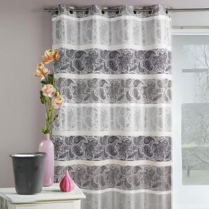 Rideau En Jacquard &Agrave; Rayures Horizontales Fantaisies - Neuf