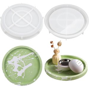 Moule Resine Epoxy Plateau Rond, 20.5cm Moule Plateau En R&eacute;sine Silicone, Moules Dessous De Verre Resine Epoxy, Moule En Resine Epoxy Pour Plateau Moulage, Rravaux Bricolage, Assiettes, Tapis De Bol - Neuf