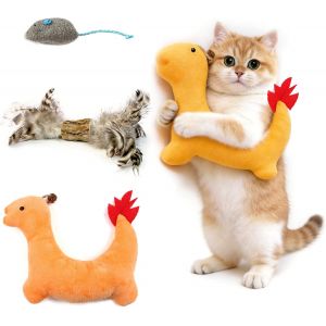 Kalanka-3 Pi&egrave;ces Jouet Herbe &Agrave; Chat, Souris Pour Chat, B&acirc;tonnets Herbe &Agrave; Chats Avec Plume, Jouets Molaires Pour L'entra&icirc;nement Mastication Et R&eacute;duction Stress Chez Chats Et Chatons - Neuf