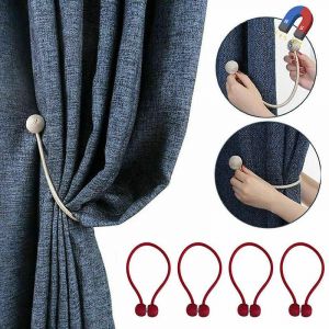 Lot De 4 Attaches Magnétiques Pour Rideaux, Boules De Perles, Attaches, Boucles, Accessoires, Tringles, Crochets, Décorations Pour La Maison, Rouge - Neuf