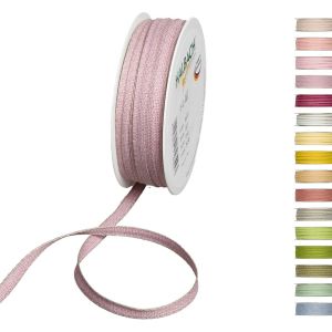 Kal-Ruban D&eacute;coratif Avec Bords En Lin - Largeur : 7 Mm - Longueur : 30 M - Ruban Cadeau &Agrave; D&eacute;corer Ou &Agrave; D&eacute;corer - Ruban D&eacute;coratif - Couleur : Pale Berry/Lin - Neuf