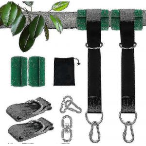 Kit de sangles de suspension de balan&ccedil;oire d'arbre 2x5ft Heavy Duty Swing Hanger avec mousquetons,protecteurs d'arbres et crochet pivotant - Neuf