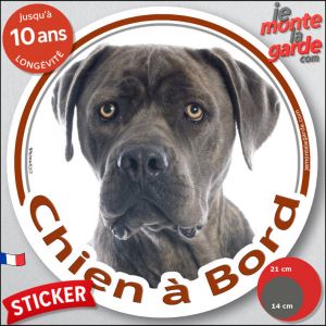 Cane Corso Italiano Gris Bleu, Sticker Voiture Rond Photo "Chien &Agrave; Bord", Disque Adh&eacute;sif Qui R&eacute;siste &Agrave; La Pluie Au Soleil Et Au Gel Jusqu'&Agrave; 10 Ans, Id&eacute;e Cadeau, 14 Cm De Diam&egrave;tre. - Neuf