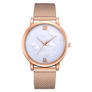 Femmes Tendance Affichage Analogique Simple Pochoir Bracelet Quartz Mouvement Montre-Bracelet (Or Rose) - Neuf