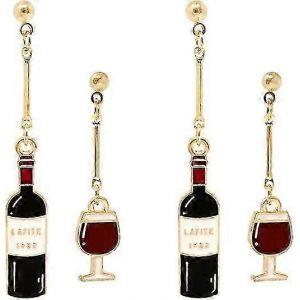 2 Paires De Verre &Agrave; Vin Bouteille De Vin Pendantes Boucles D'oreilles Alliage Verre &Agrave; Vin Rouge Boucles D'oreilles Nouveaut&eacute; Boucles D'oreilles Cr&eacute;atives Boucles D'oreilles Asym&eacute;triques F&ecirc;te Vacances - Neuf