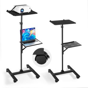 VornixorSarlshop-Support de projecteur avec roulettes, support vid&eacute;oprojecteur sur pied avec hauteur r&eacute;glable de 86 &agrave; 136 cm, stand de vid&eacute;oprojecteur avec 2 plateaux, pour cin&eacute;ma en plein air, maiso - Neuf