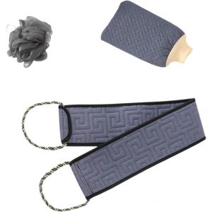 3 Pièces Sangle Lave Dos,avec Poignée Gratte Dos Douche,Double Face Lave Dos pour Douche,Brosse pour Laver le Dos,pour Nettodu Dos et Douche Quotidienne,Gris - Neuf