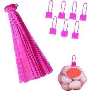 Lot De 100 Sacs En Filet Pour Légumes, En Plastique, Réutilisables, Pour ?Ufs, Fruits Frais Et Petites Pièces (Bouton Rose) - Neuf
