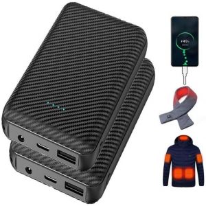 Chargeur portable, gilet chauffant, veste de banque d'alimentation 7,4 V 3 A, USB, 20 000 mAh DC 3,5 mm, batterie portable pour iPhone, Samsung, Huawei, v&ecirc;tements chauffants 1 paquet - Neuf