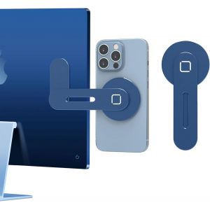 Magnétique de support d'ordinateur Portable, Réglable Côté de l'Écran du Téléphone support pour iPhone 14 Plus/ iPhone 13 Pro Max/ iPhone 12, Pliable Ordinateur Extender, Bleu - Neuf