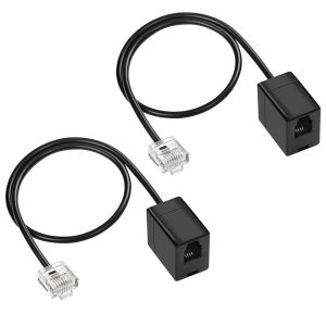 Lot De 2 C&acirc;bles Convertisseur T&eacute;l&eacute;phonique Rj11 Vers Rj45 Ethernet Rj45 8P8C M&acirc;le Vers Rj11 6P4C Femelle T&eacute;l&eacute;phone Adaptateur C&acirc;ble Pour T&eacute;l&eacute;phone Fixe - Neuf