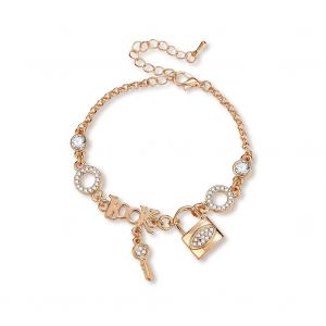 Bracelet Reglable En Alliage Avec Pendentif Et Petite Cle, Style Coreen, Strass Simples - Neuf