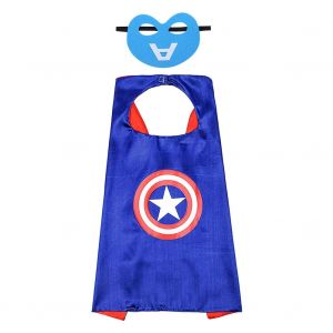 Costume De Captain America Pour Tout-Petit, Ensemble Cape Et Masque, Jeu De Role (90 X 70 Cm) - Neuf