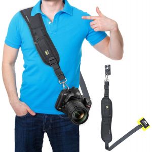 Sangle de cou pour Appareil Photo Rapid,Noir Sangle Appareil Photo pour les Photographes,Réglable Courroie Appareil Photo de Nylon avec Attache de Sécurité Vis pour SLR DSLR - Neuf