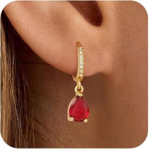 Boucles D'oreilles Pour Femme En Pierres De Naissance Pendentif En Zircone Plaqué Or 14k Cadeau D'anniversaire Élégant Et Raffiné - Neuf