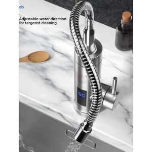 KALDF-Chauffe-Eau Instantané Robinet Électrique Cuisine Robinet D'Eau Chaude Salle De Bain Chauffage Électrique 3000W 220V Coque En Acier Inoxydable,Shape 1, - Neuf