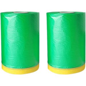 2 Pi&egrave;ces Masker avec Ruban de Masquage Film Ruban Adh&eacute;sif Toil&eacute; Masquage Protection Feuilles de Poussi&egrave;re Imperm&eacute;able Couverture Peinture de Voiture Vert 55cm x 20m - Neuf