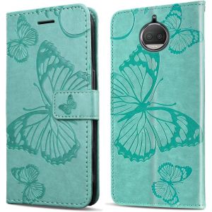 KAL-Coque Pour Moto G5S Plus, Papillon Imprim&eacute; Housse En Cuir Pu Magn&eacute;tique Portefeuille, &Eacute;tui &Agrave; Rabat Pour Moto G5S Plus, Vert - Neuf