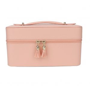 Boite a bijoux portable anti-poussiere, boite de rangement pour bureau, cosmetiques, pinceaux, boucles d'oreilles - Neuf