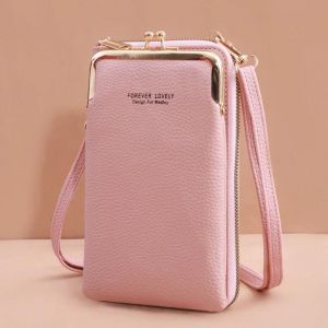 Petit Sac &Agrave; Bandouli&egrave;re En Cuir Pour Femme, Sac &Agrave; Main, Sac &Agrave; Main, Pochette, T&eacute;l&eacute;phone, Salle De Bain, Mode T, Mini 256 Initi&eacute;.Mini(Max Longueur <20Cm).Rose - Neuf