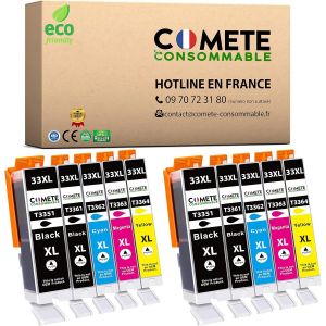 33XL Pack de 10 Cartouches d'encre Compatibles avec EPSON 33 XL Orange T33XL 33XL pour Cartouche Epson 33 pour imprimante EPSON Expression Premium XP530 XP540 XP630 XP635 XP640 XP645 XP7100 - Neuf