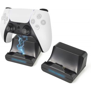 [2 pi&egrave;ces] Chargeur Compatible avec PS5 DualSense Controller, Station de Charge avec C&acirc;ble USB Type C de 1m & Indicateur LED, Charger Dock Support Mural pour Manette Gamepad PlayStation 5 - Neuf