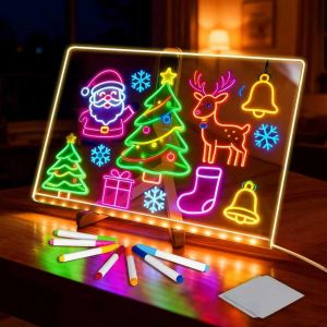 Mevronisshop-Tablette Lumineuse Wondiko Pour Dessin Enfants Led, Tableau Acrylique Effa&ccedil;able 7 Couleurs Avec Stylo Et Support R&eacute;glable,Cadeau D'anniversaire Et De No&euml;l Pour - Neuf