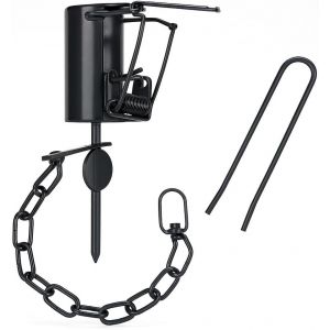 Piège à ratons laveurs et petits animaux à main - Cage robuste à ressort, conception anti-chiens avec piquets et chaîne antirouille, piège extérieur réutilisable pour ferme/cour/jardin - Neuf
