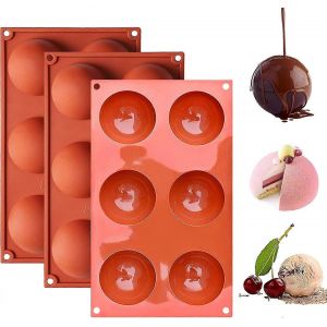 Ventes promotionnelles Moule Semi Sphère 6 Cavité Moule de Cuisson du Chocolat 3 Paquets Cake Eweware Plateau Antiadhésif pour Bombe au Chocolat,Mousse en Dôme - Neuf