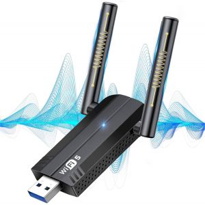 Cle WiFi USB, clé WiFi pour pc, Adaptateur Clef WiFi USB Internet AC1300 Mbps Double Bande 5GHz 2.4G avec antenne 5dBi, Compatible avec PC Gamer, Ordinateur Portable, Windows 11/10 - Neuf