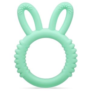 Jouet De Dentition En Silicone Pour Bébé, Massage Apaisant, Sans Bpa, Motif Oreilles De Lapin (Vert Menthe) - Neuf