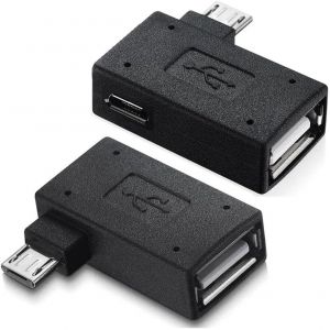 Micro USB OTG Adaptateur avec Port de Charge USB, 90 Degrés à Gauche, à Angle Droit et Angle, pour Téléphone ou Tablette Android avec Micro5p Interface - Pack de 2 - Neuf
