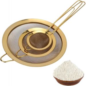 Lbgwp60-Ensemblede Passoires À Mailles Fines, Passoires Dorées Pour Jus Ensemble De 3 Passoires À Mailles Fines En Acier Inoxydable Avec Poignée Pour La Cuisson De La Farine De Cuisine - Neuf