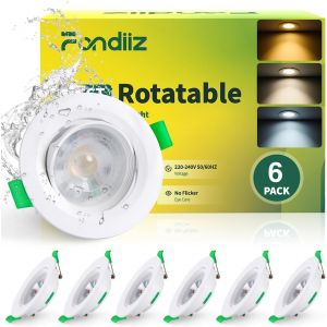 Subzonal-Spot Led Encastrable Orientable, 5w 480lm Spots De Plafond Encastr&eacute; Blanc Chaud 2700k Blanc Neutre 4000k Blanc Froid 6000k R&eacute;glable, Ip44 Spot Pour Salle De Bain Salon, Trou &Oslash;70-80mm, Lot De - Neuf