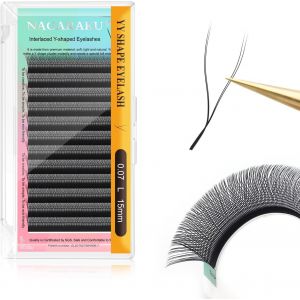 Kalanka-Yy Cils Extension 4d Y Lash Tissés En Croix À La Main Bouquet De Cils Volume Russe Faux Cils Naturel Premade Fans Préfait Ventilateur Wispies Cluster Eyelash Noir 12 Rows (0.07 L 15mm¿ - Neuf
