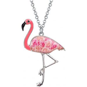 Kales-Collier Avec Pendentif En Forme De Flamant Rose En Alliage Et Émail Pour Femme Et Fille - Neuf