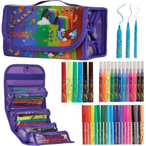 Colourful Art Co. Feutres Coloriage-Excellent Cadeau Filles-Coloriage Enfant-Boîte De 38 Feutres Pinceaux Parfumés-Fournitures Scolaires-Diverses Tailles-Couleurs Et Parfums - Neuf