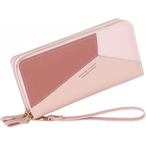 Portefeuille Pour Femme,Grande Capacité,Porte-Monnaie En Cuir Pu Élégant Pour Femme,Double Couche Avec Coutures - Neuf