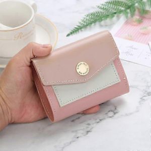 Portefeuille femme tendance, petit sac &agrave; main en cuir PU, style d&eacute;contract&eacute;, bicolore, pouvant accueillir une carte d'identit&eacute; ou de cr&eacute;dit. - Neuf