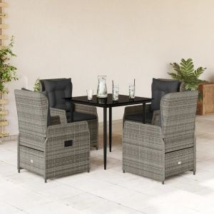 Prolenta Premium - Ensemble &Agrave; Manger De Jardin 5 Pcs Coussins Gris R&eacute;sine Tress&eacute;e - Neuf