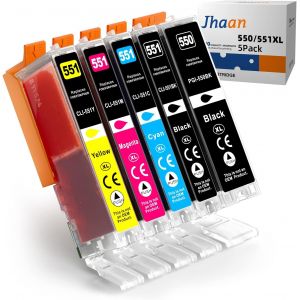 PGI-550 CLI-551 Compatible Cartouches d'encre pour Canon 550XL 551XL avec Canon Pixma iP7250 MG5650 MX925 iX6850 MG5550 MG5450 MG6650 MX920 MG5400 MG6450 MG7500 MX725 (5 Pack) - Neuf