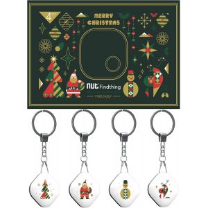 MEVRONISSHOP-Localisateur D'objets de Cl&eacute; Joyeux No&euml;l - 4PCS Anti-Perte T&eacute;l&eacute;phone Chercheur Alarme Trouve-cl&eacute;s, avec Porte Cl&eacute;s Localisateur et Traqueur - P&egrave;re No&euml;l, Bonhomme De Neige, Renne, Arbre D - Neuf