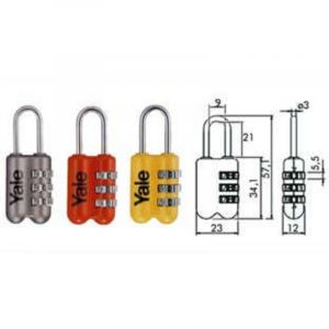 Yale - Cadenas De Voyage &agrave; Anse Combin&eacute;e Pour Valises P2 - Mm.23 Gris (yp2/23/128/1g) - Neuf