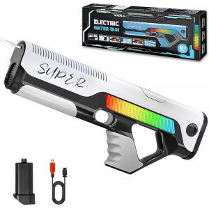 Pistolet À Eau Electrique Avec Fonction D'aspiration,Electric Water Gun,Longue Distance Pistolet À Eau,Istolet Pulvérisateur D'eau Grande Capacité Pour Piscine,Extérieure (Blanc) - Neuf