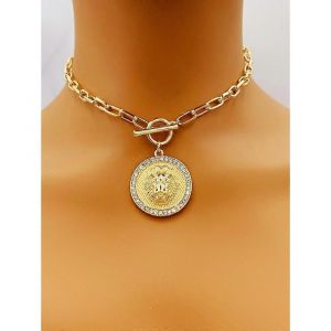 Tête De Lion Exagérée Pendentif Collier Court Alliage De Zinc Bijoux Collier Ras De Cou Pour Femmes - Neuf